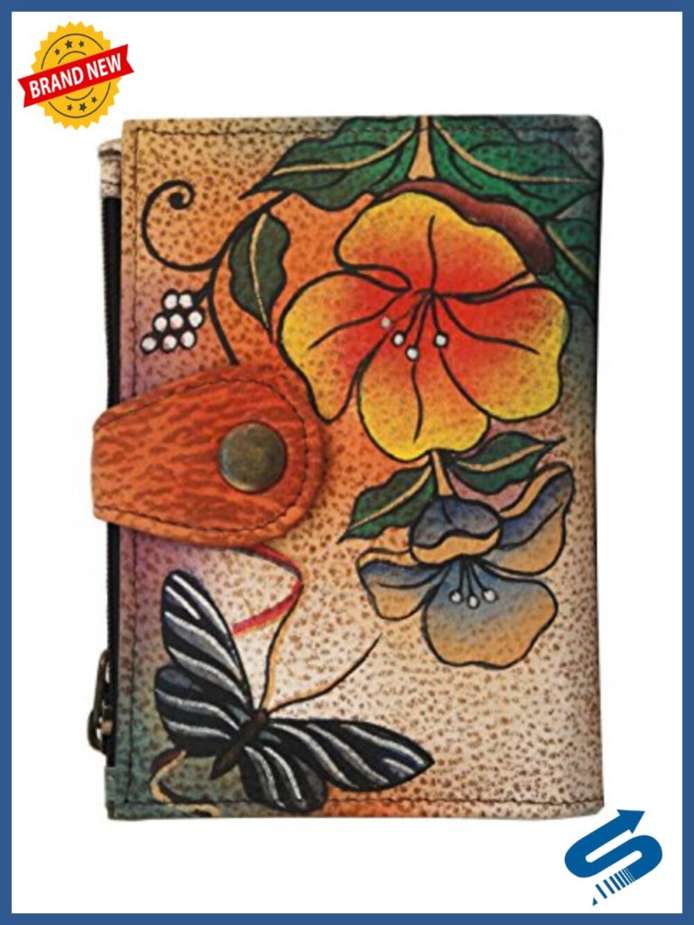 Hand Painted Genuine Leather ladies wallet Organizer